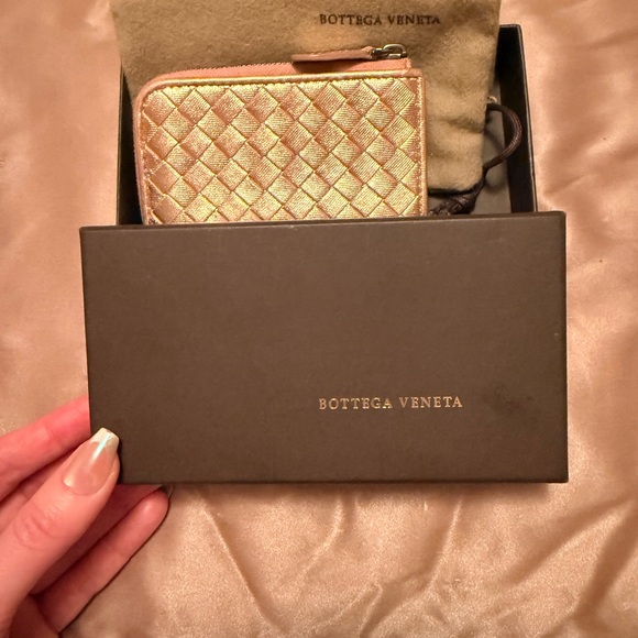 Bottega Veneta Rose Gold Leather Wallet
